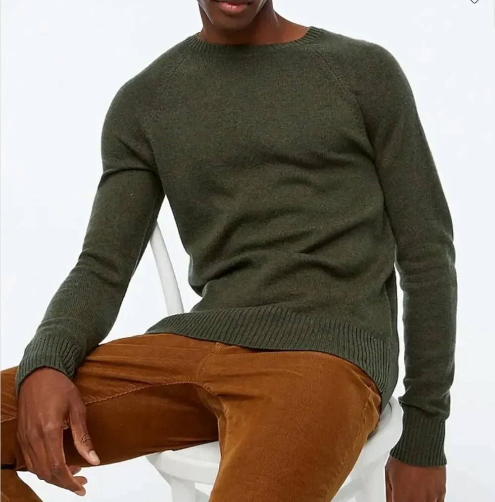 J. Crew Crewneck Sweater in Supersoft Lambswool Faded Forest Green Size M